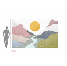 Fototapet med abstrakt bergslandskapsmotiv och storleksinformation