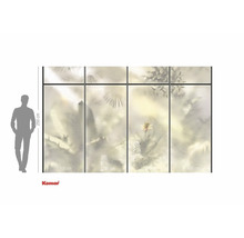 Fototapet med blommotiv och storleksangivelser.