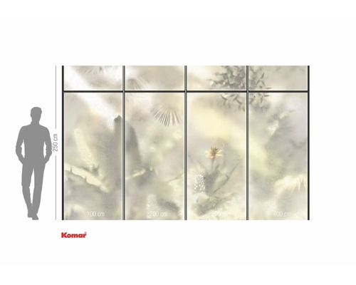 Fototapet med blommotiv och storleksangivelser.