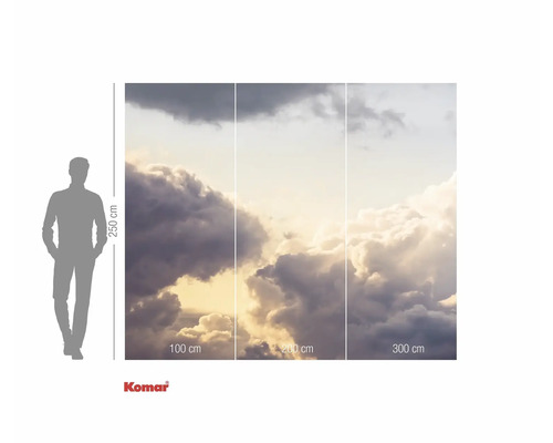 Fototapet med molnmotiv och storleksinformation