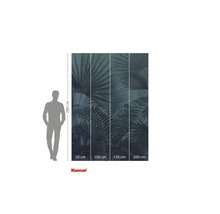 Komar fototapet med palmmönster och storleksinformation