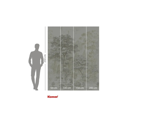 Fototapet med trämotiv och storleksangivelser