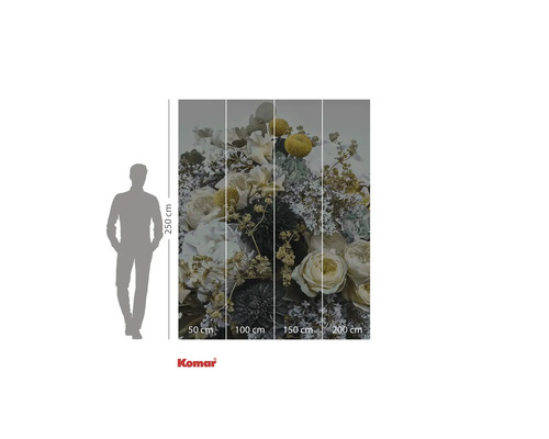 Fototapet med blommotiv och storleksangivelser