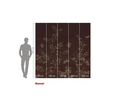 Fototapet med blommönster och måttangivelser