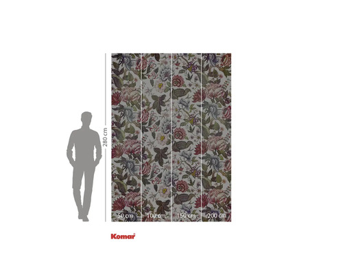 Komar fototapet med blommönster, 280 cm hög och 200 cm bred