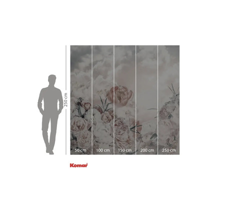 Fototapet med blommönster och molnig himmel