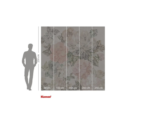 Fototapet med blommönster och storleksangivelser