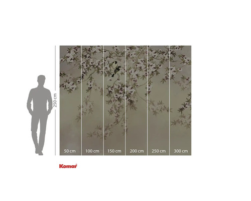 Fototapet med blommönster och fågelmotiv som väggdekoration