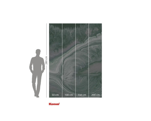 Komar fototapet med marmormönster och storleksangivelser.