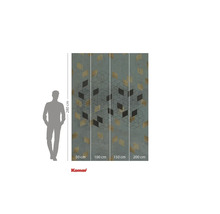 Komar fotovägg med grafiskt mönster och måttangivelser