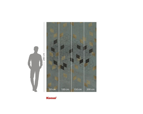 Komar fotovägg med grafiskt mönster och måttangivelser