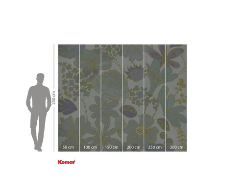 Fototapet med blomstermönster och storleksinformation