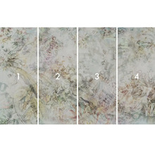 Fyrdelad fototapet med växt- och skriftmotiv