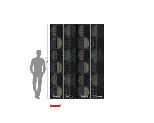 Komar fototapet med halvcirkelmönster och måttangivelser