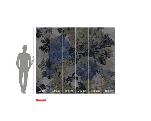 Fototapet med blomstermönster och storleksangivelser