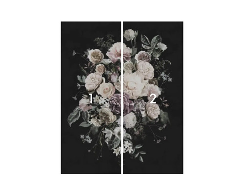Blommig fototapet, tvådelad