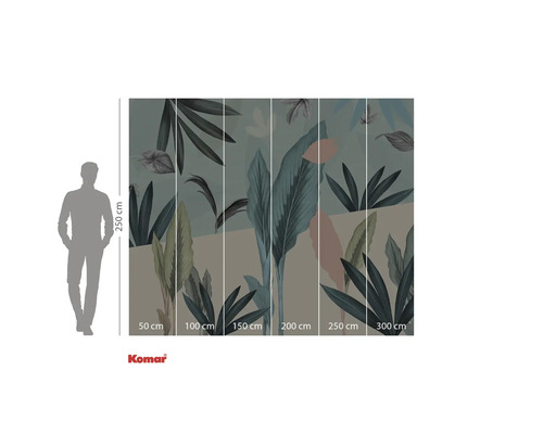 Fototapet med bladmönster och storleksangivelser