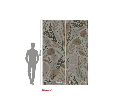 Fototapet med växtmönster och storleksinformation