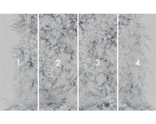 Fyrdelad fototapet med växtmotiv