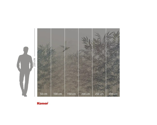 Komar fototapet med bambuskog och fågel, mått 250 x 300 cm