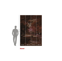 Fototapet med skogsmotiv, bestående av fyra delar och storleksinformation