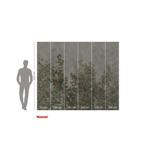 Komar fototapet med rosmotiv och måttangivelser.