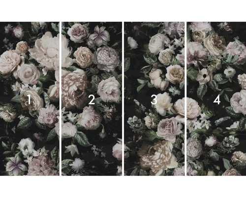 Fyrdelad fototapet med blommönster