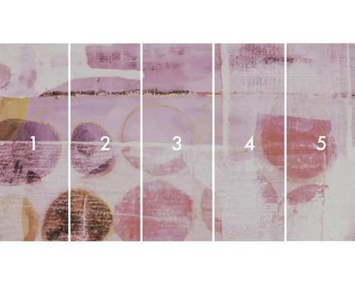 Non-woven tapet med abstrakt cirkelmönster, bestående av fem rader