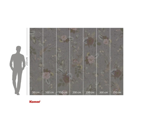 Fototapet med blommönster och storleksangivelser