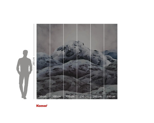 Fototapet med bergmotiv och storleksangivelser