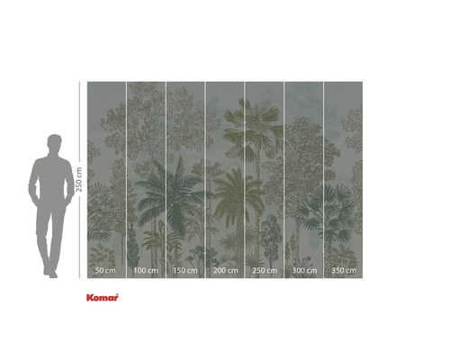Fototapet med tropiskt skogsmotiv och storleksangivelser