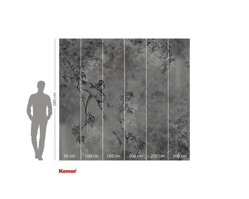 Komar fototapet med blommönster, 280 cm hög och 300 cm bred.