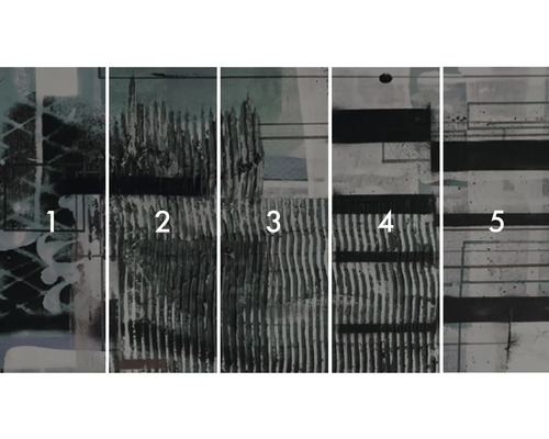 Femdelad väggpanel med abstrakt mönster