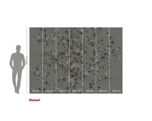 Fototapet med rosmönster och storleksinformation