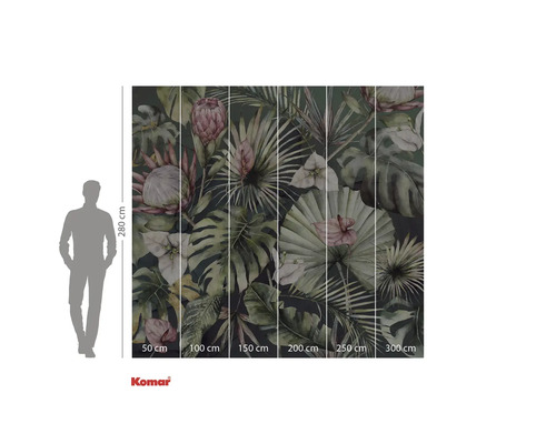 Komar fototapet med tropiska växter och mått