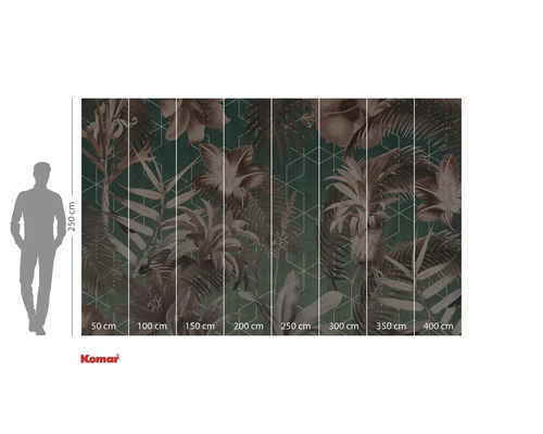 Fototapet med växtmotiv och storleksangivelser