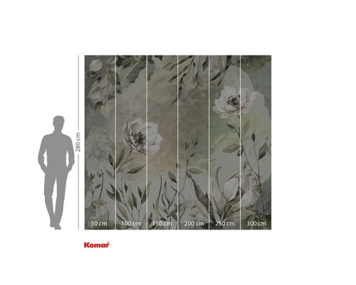 Fototapet med blommönster, 280 x 300 centimeter