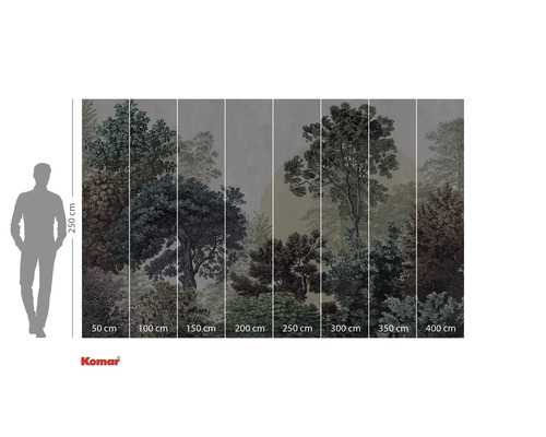 Fototapet med skogsmotiv och storleksangivelser