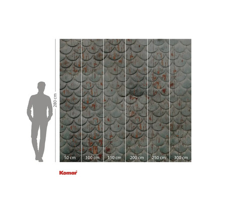 Fototapet med fjällmönster och storleksangivelser.