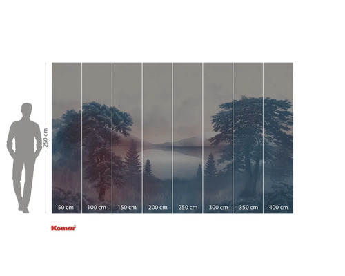 Fototapet med skogslandskap och sjö för väggdekoration