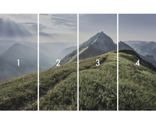 Fotomural i fyra delar med bergslandskapsmotiv