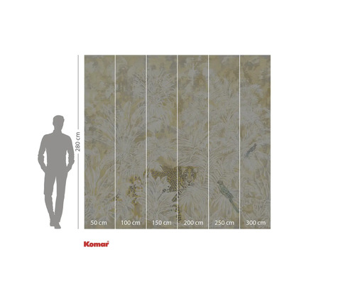 Komar fototapet med djungelmotiv, leopard och papegojor, mått 280 x 300 cm