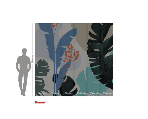 Fototapet med växtmotiv och storleksinformation