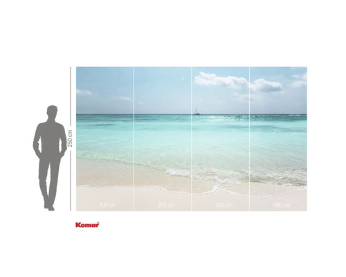 Fototapet med strandmotiv och segelbåt