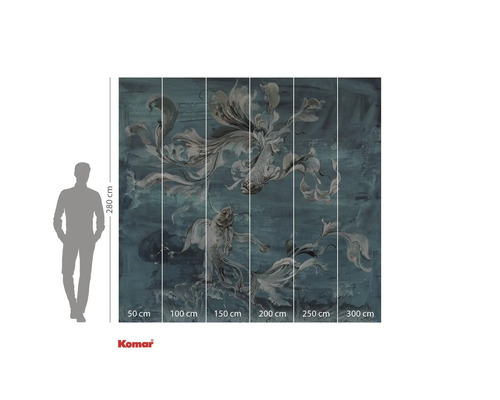 Fototapet med fiskmotiv och måttangivelser.