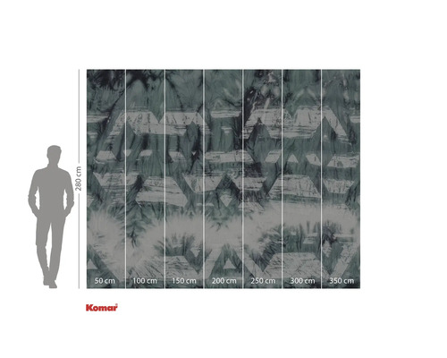 Komar fototapet med abstrakt, geometriskt mönster och storleksangivelser.