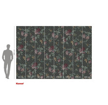 Fototapet med blommönster och storleksinformation.