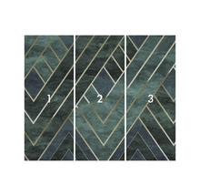 Tapetmönster med geometriska former och marmorstruktur, tredelat