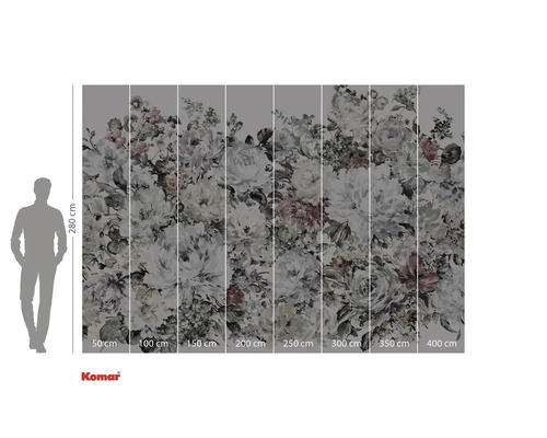 Fototapet med blomstermönster och storleksangivelser