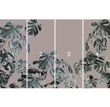 Fyrdelad fototapet med Monstera-bladmotiv